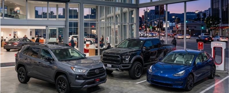 Toyota RAV4, Ford F-150, and Tesla Model 3