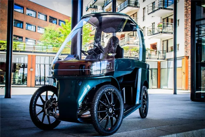 e-bike and a car